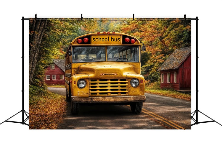 Back To School Backdrops Vintage Autumn Bus Backdrop BRP57-58