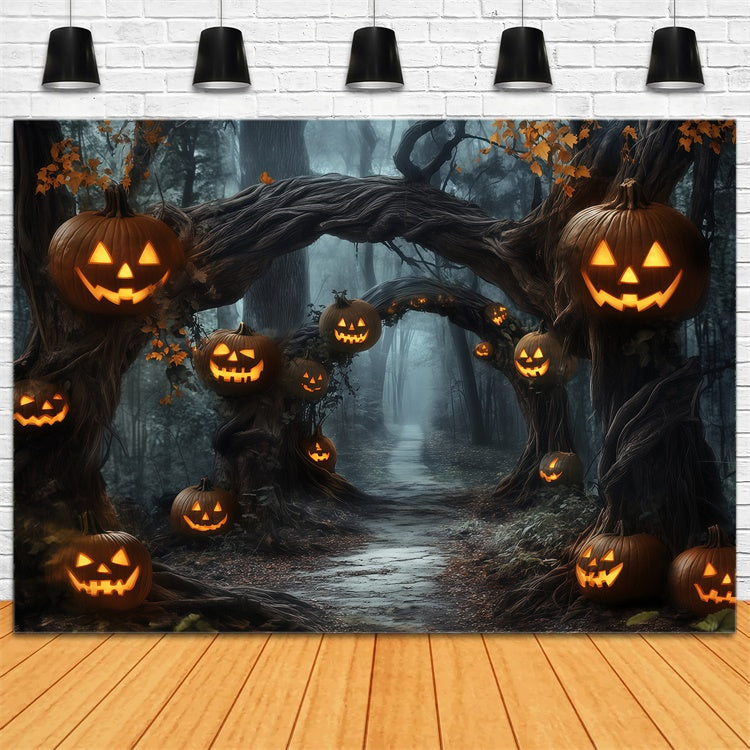 Forest Backdrop Pumpkin Lantern Pathway Halloween Backdrop BRP57-60