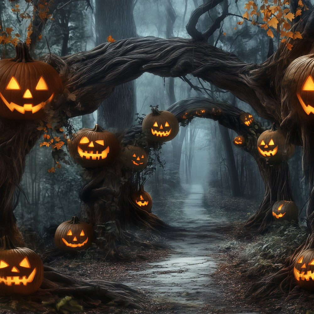 Forest Backdrop Pumpkin Lantern Pathway Halloween Backdrop BRP57-60