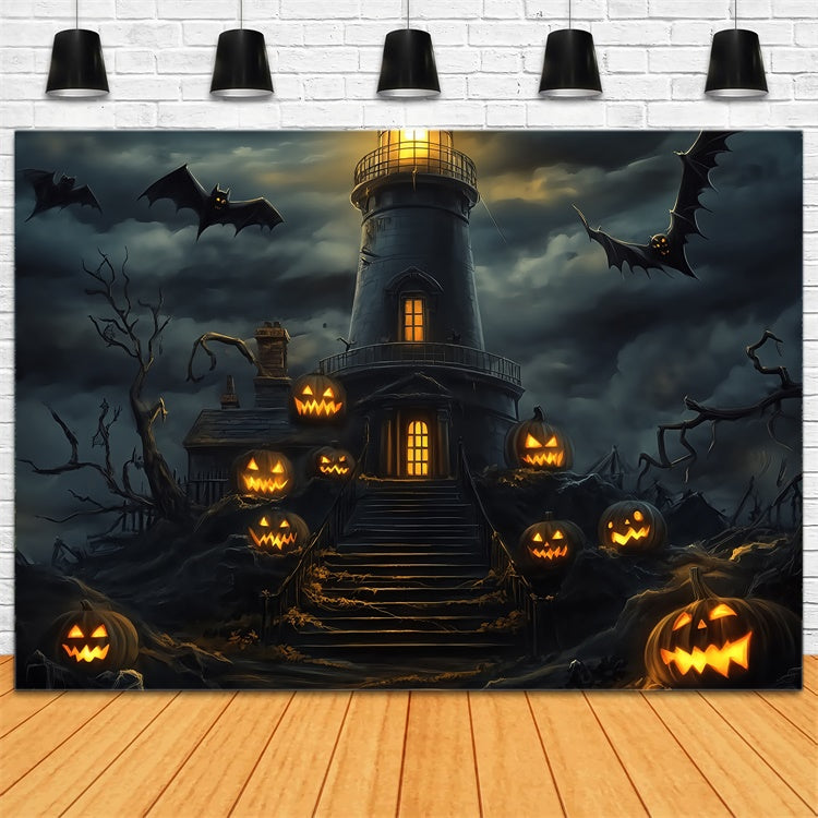 Halloween Photo Booth Backdrop Spooky Lantern Steps Backdrop BRP57-64