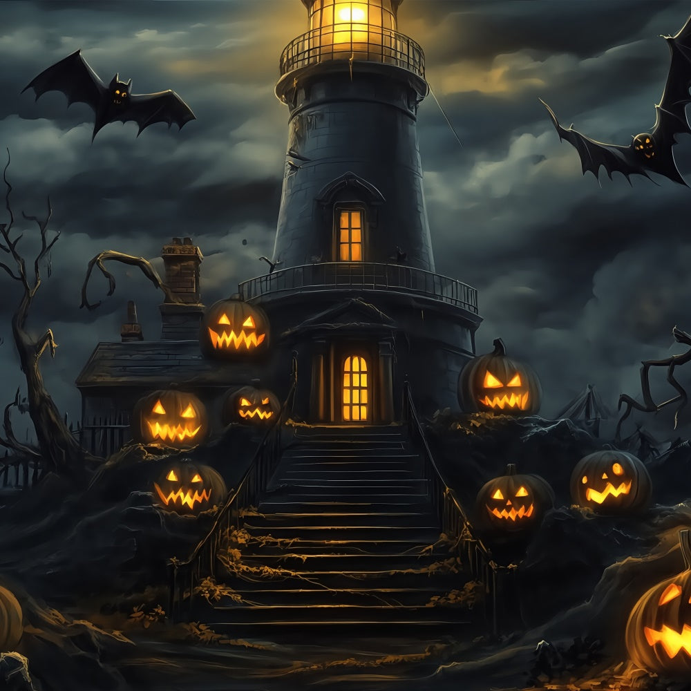 Halloween Photo Booth Backdrop Spooky Lantern Steps Backdrop BRP57-64