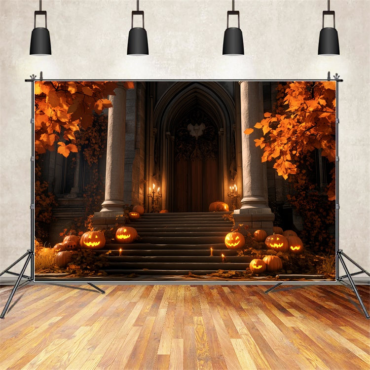 Halloween Photo Backdrop Pumpkin Porch Gothic Backdrop BRP57-66