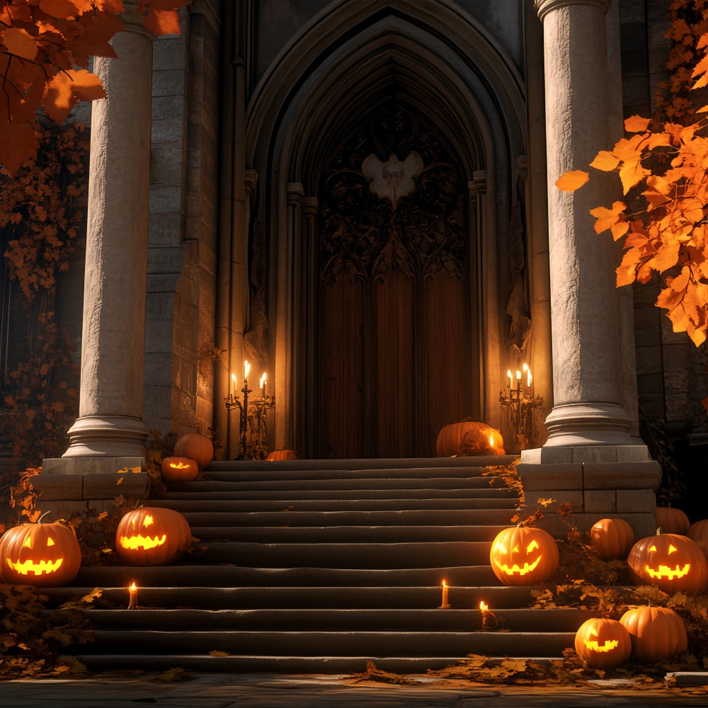 Halloween Photo Backdrop Pumpkin Porch Gothic Backdrop BRP57-66