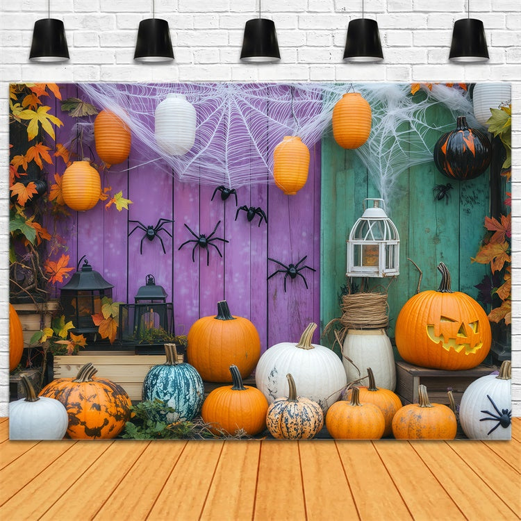 Halloween Photo Backdrop Spiderweb Pumpkin Wall Backdrop BRP57-78
