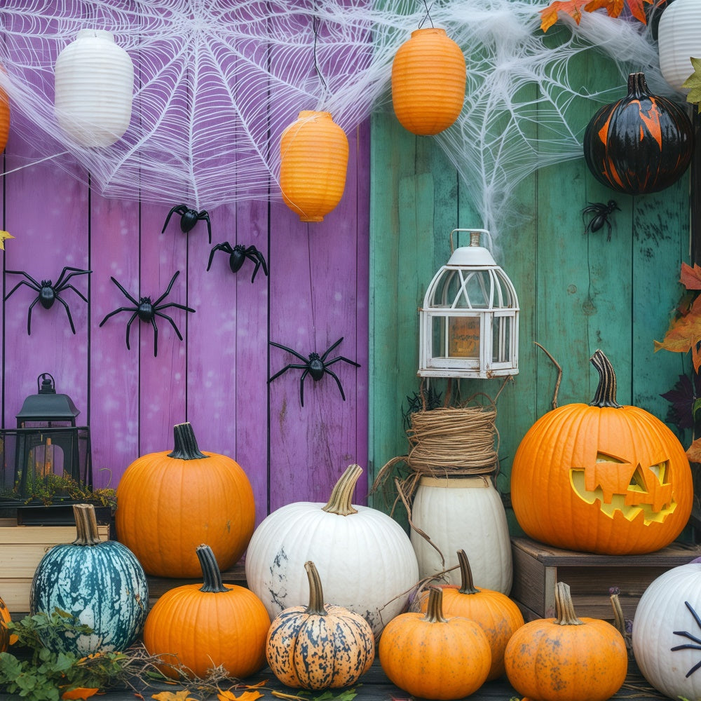 Halloween Photo Backdrop Spiderweb Pumpkin Wall Backdrop BRP57-78