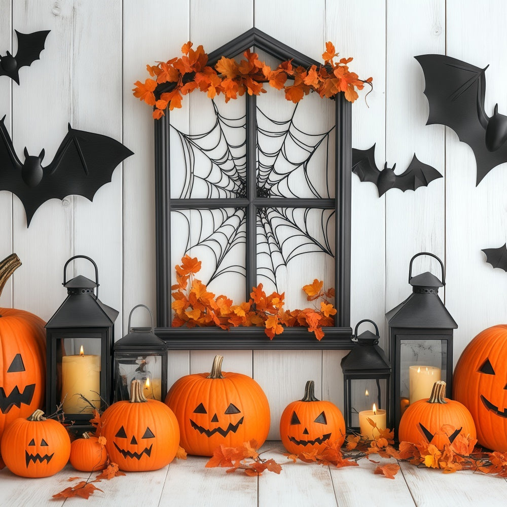Halloween Wall Backdrop Cozy Candle Pumpkin Backdrop BRP57-80