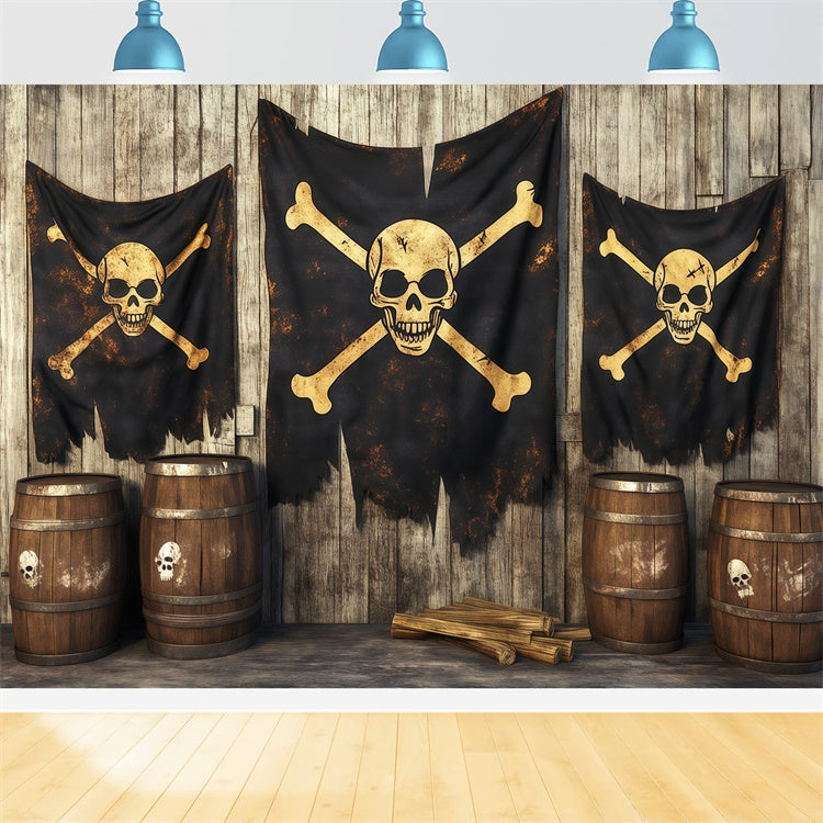 Scary Halloween Backdrops Skull Pirate Tavern Backdrop BRP57-85