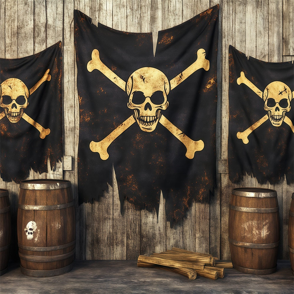 Scary Halloween Backdrops Skull Pirate Tavern Backdrop BRP57-85