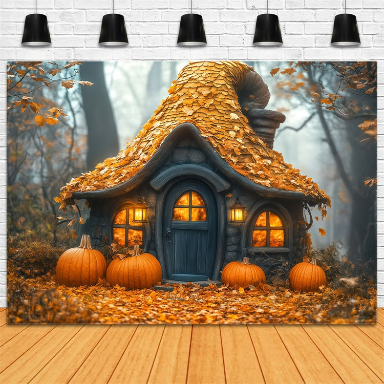 Halloween Backdrop Ideas Autumn Pumpkin Cottage Backdrop BRP57-86