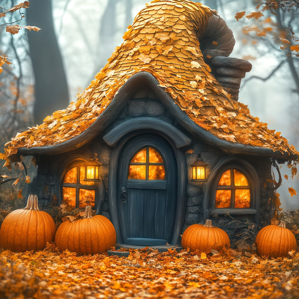 Halloween Backdrop Ideas Autumn Pumpkin Cottage Backdrop BRP57-86