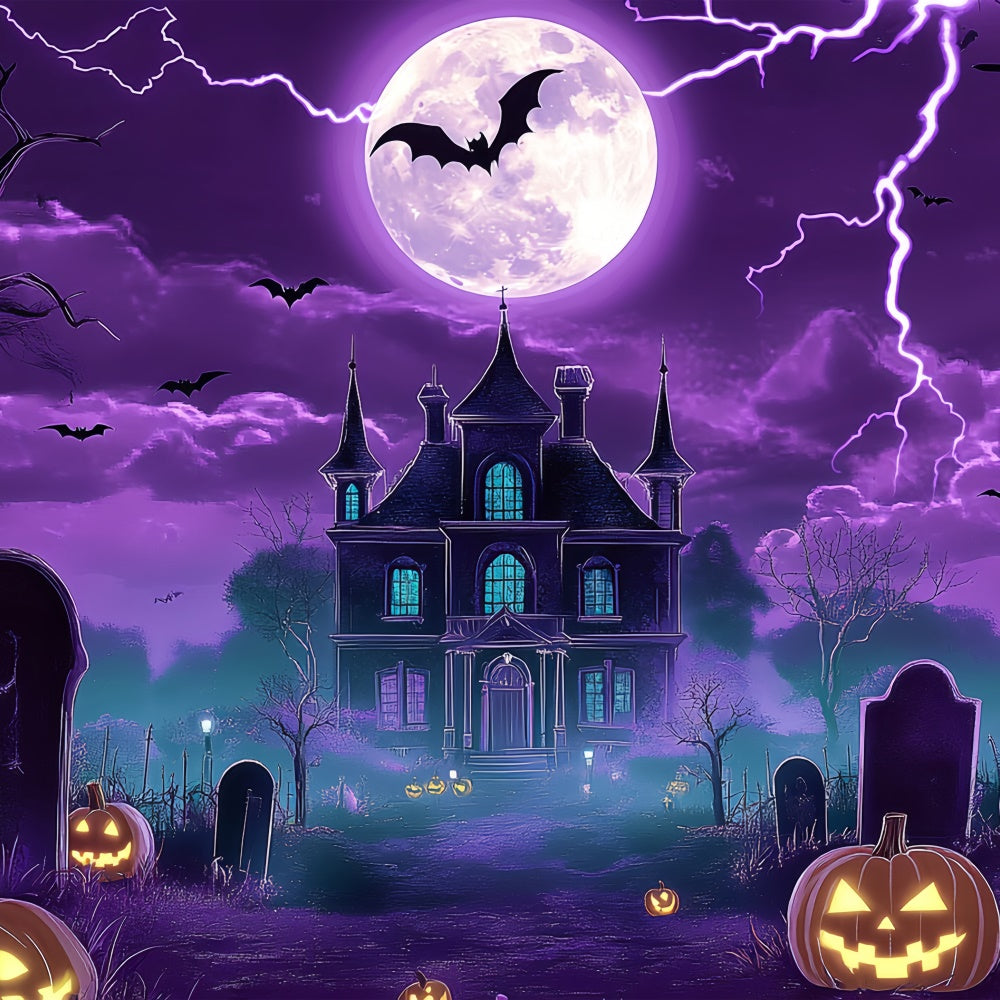 Halloween Moon Backdrop Fright Night Castle Backdrop BRP57-95