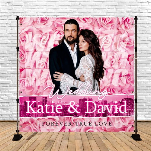 Wedding Photo Backdrops Rose Garden Pink Customized Backdrop BRP6-135