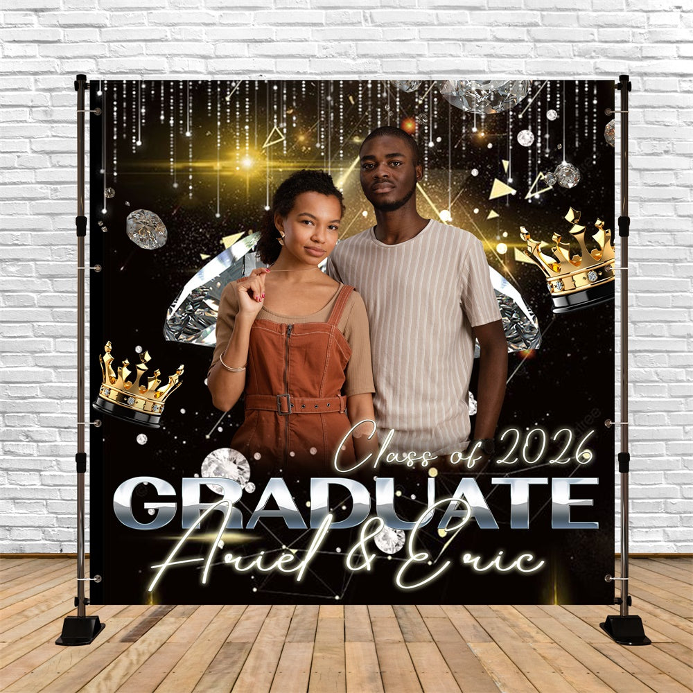 Backdrop Graduation Golden Shine Personalized Party Graduation Backdrop BRP6-174