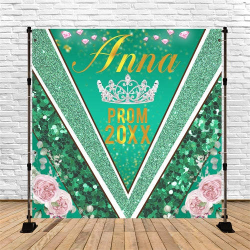 Prom Photo Backdrop Emerald Glitter Custom Party Graduation Backdrop BRP6-179