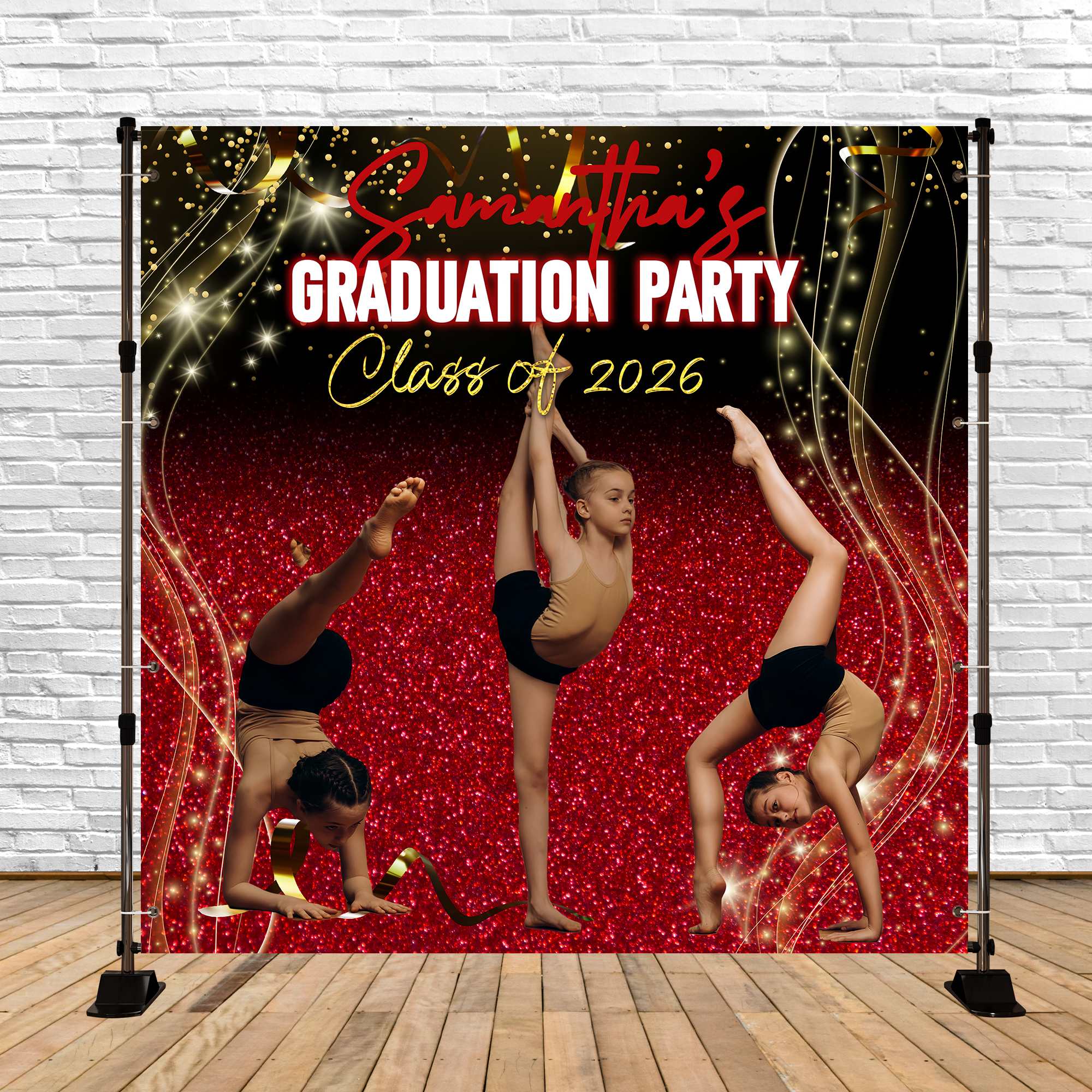 Custom Graduation Backdrops Gym Star Shine Party Graduation Backdrop BRP6-186