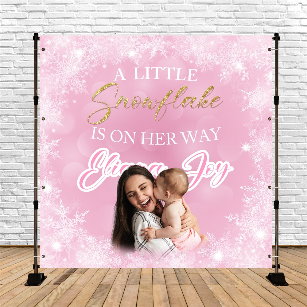 Baby Shower Backdrops Sparkling Snowflake Custom Backdrop BRP6-19
