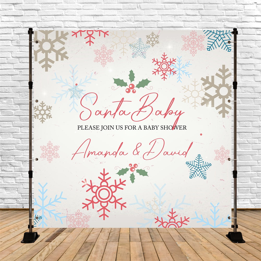 Custom Baby Shower Backdrop Frosty Sparkle Christmas Backdrop BRP6-21