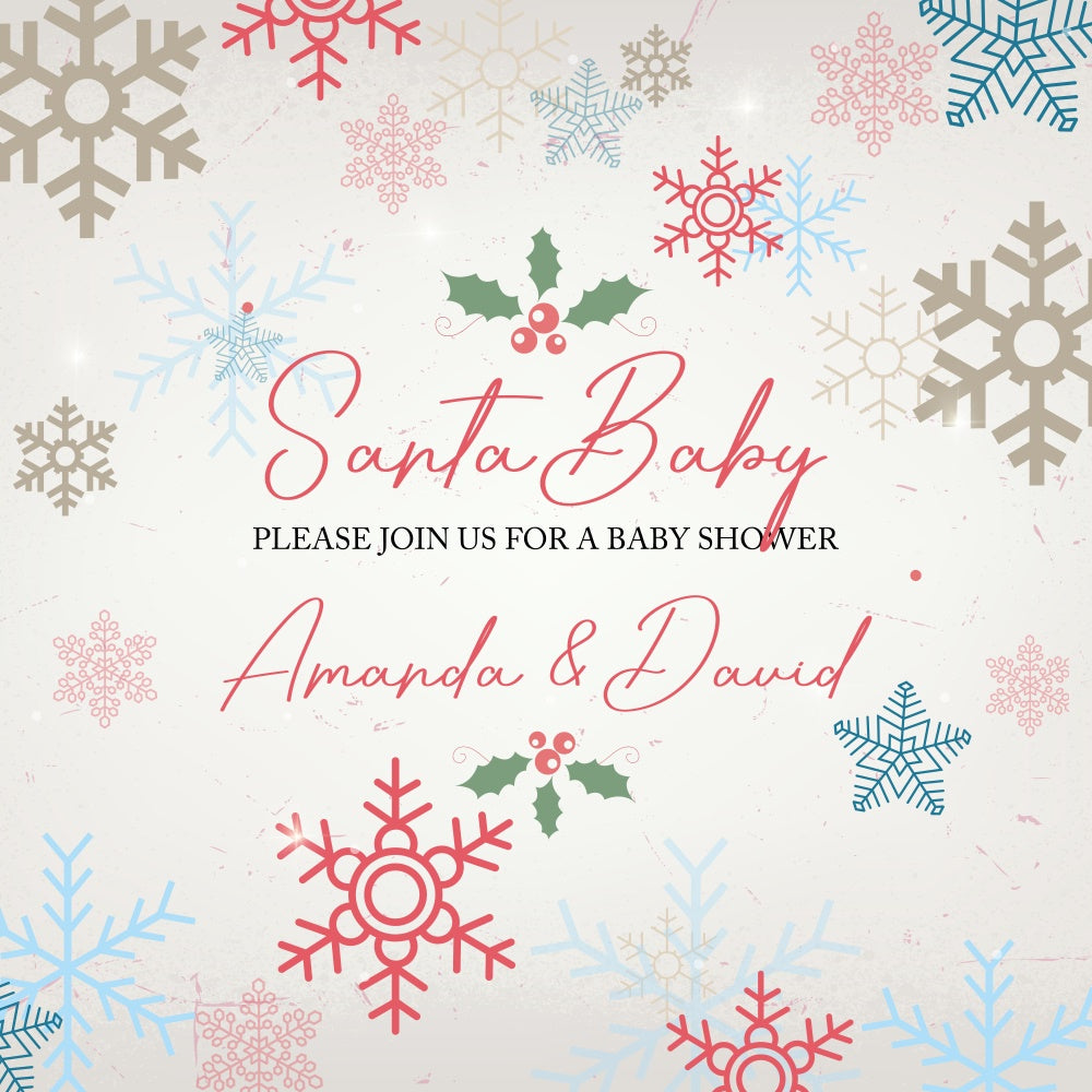 Custom Baby Shower Backdrop Frosty Sparkle Christmas Backdrop BRP6-21