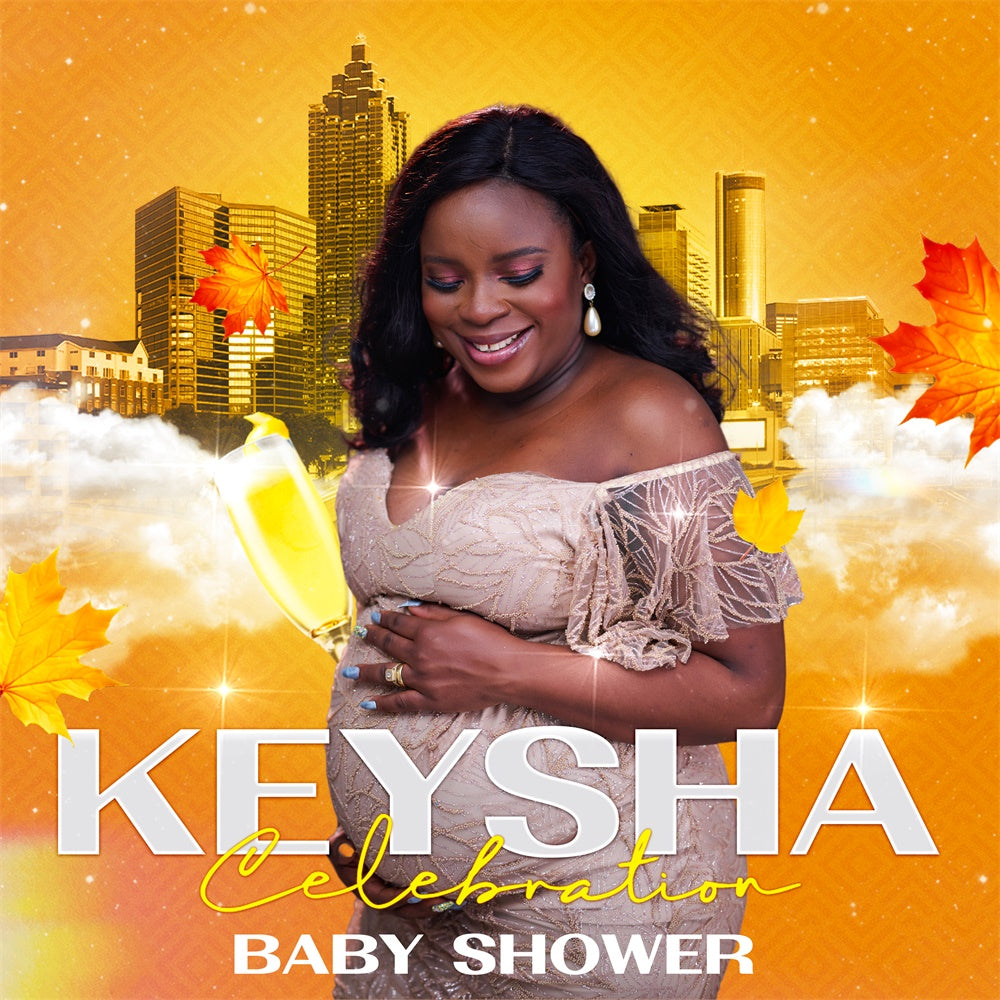 Baby Shower Backdrop Golden Skyline Urban Custom Backdrop BRP6-219