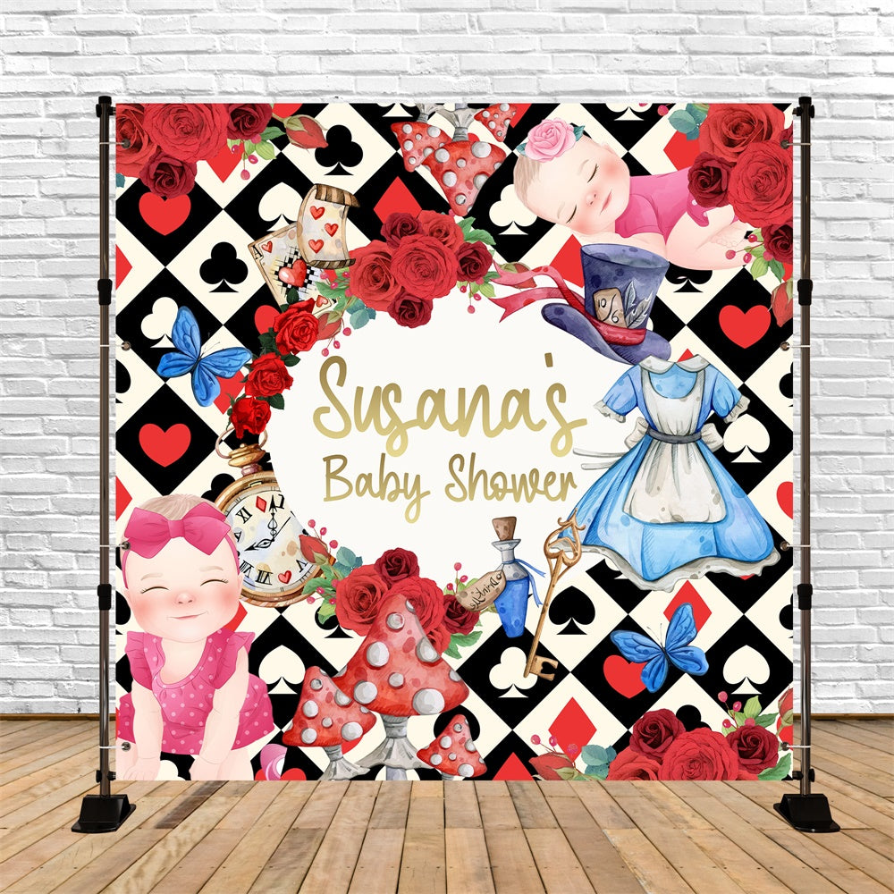 Baby Shower Backdrop Magical Cards Floral Customized Backdrop BRP6-224