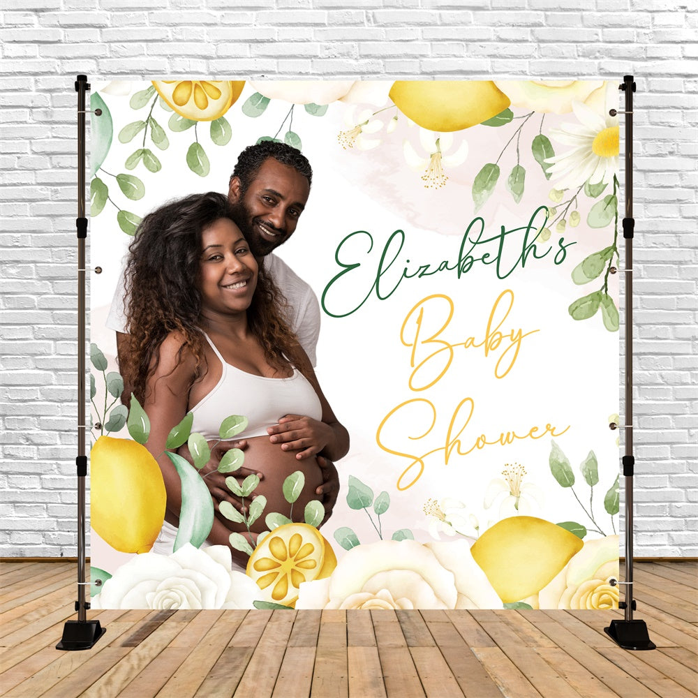 Baby Shower Photo Backdrop Rose Lemon Joy Custom Backdrop BRP6-226