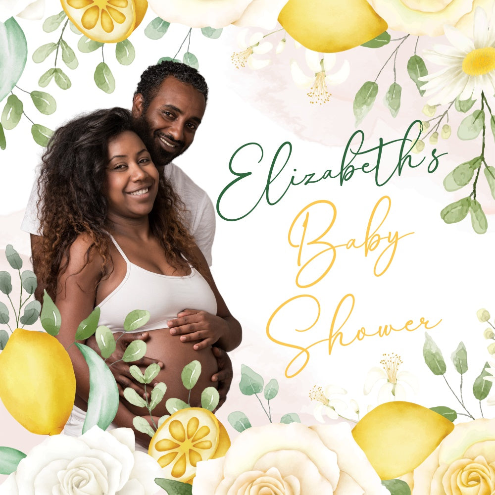 Baby Shower Photo Backdrop Rose Lemon Joy Custom Backdrop BRP6-226