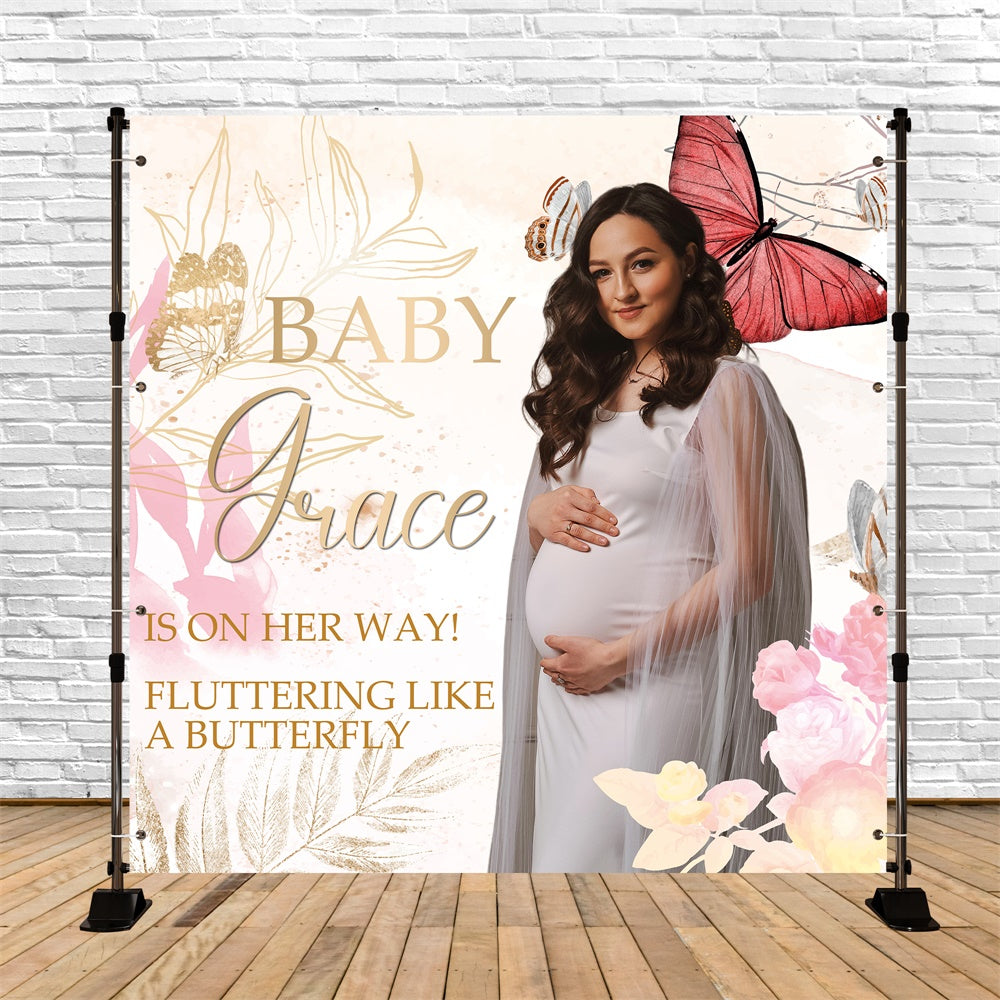 Backdrop For Baby Shower Butterfly Whispers Custom Backdrop BRP6-229