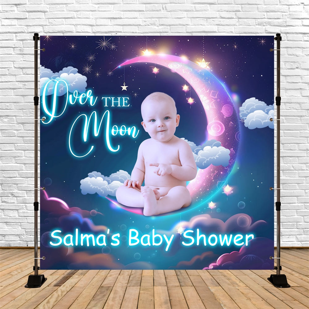 Baby Shower Backdrop Dreamy Night Moonlight Custom Backdrop BRP6-24