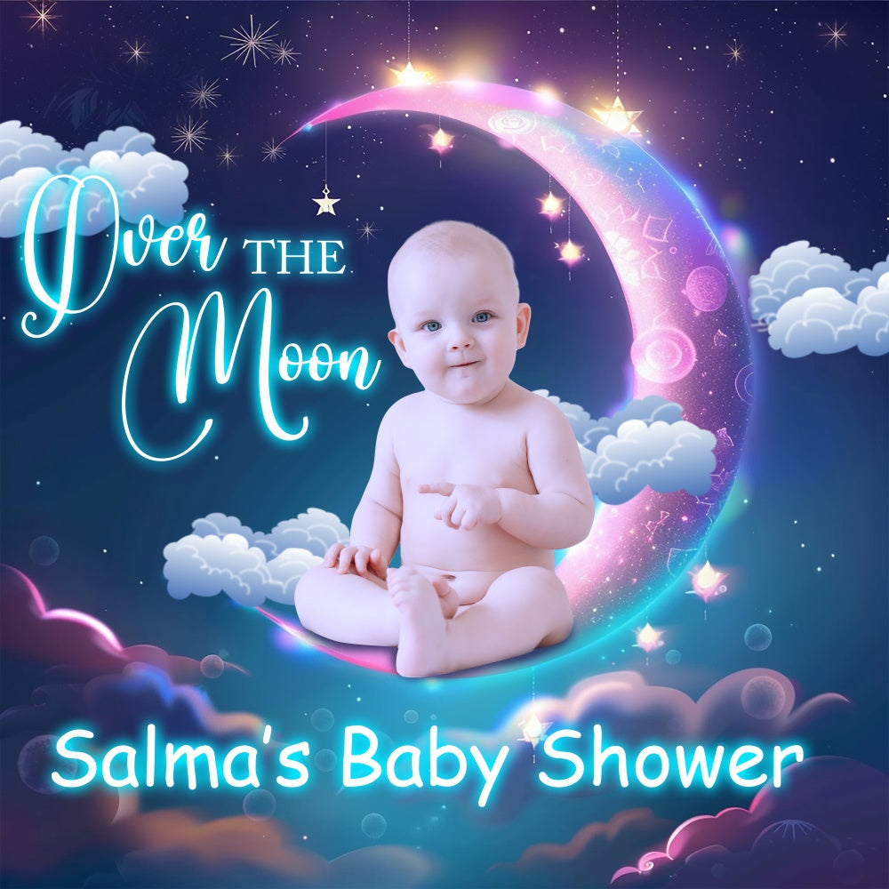Baby Shower Backdrop Dreamy Night Moonlight Custom Backdrop BRP6-24