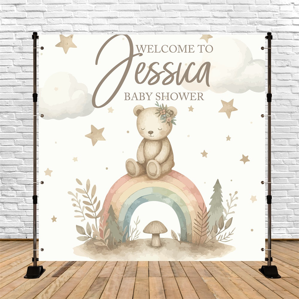 Backdrop For Baby Shower Little Bear Rainbow Custom Backdrop BRP6-26
