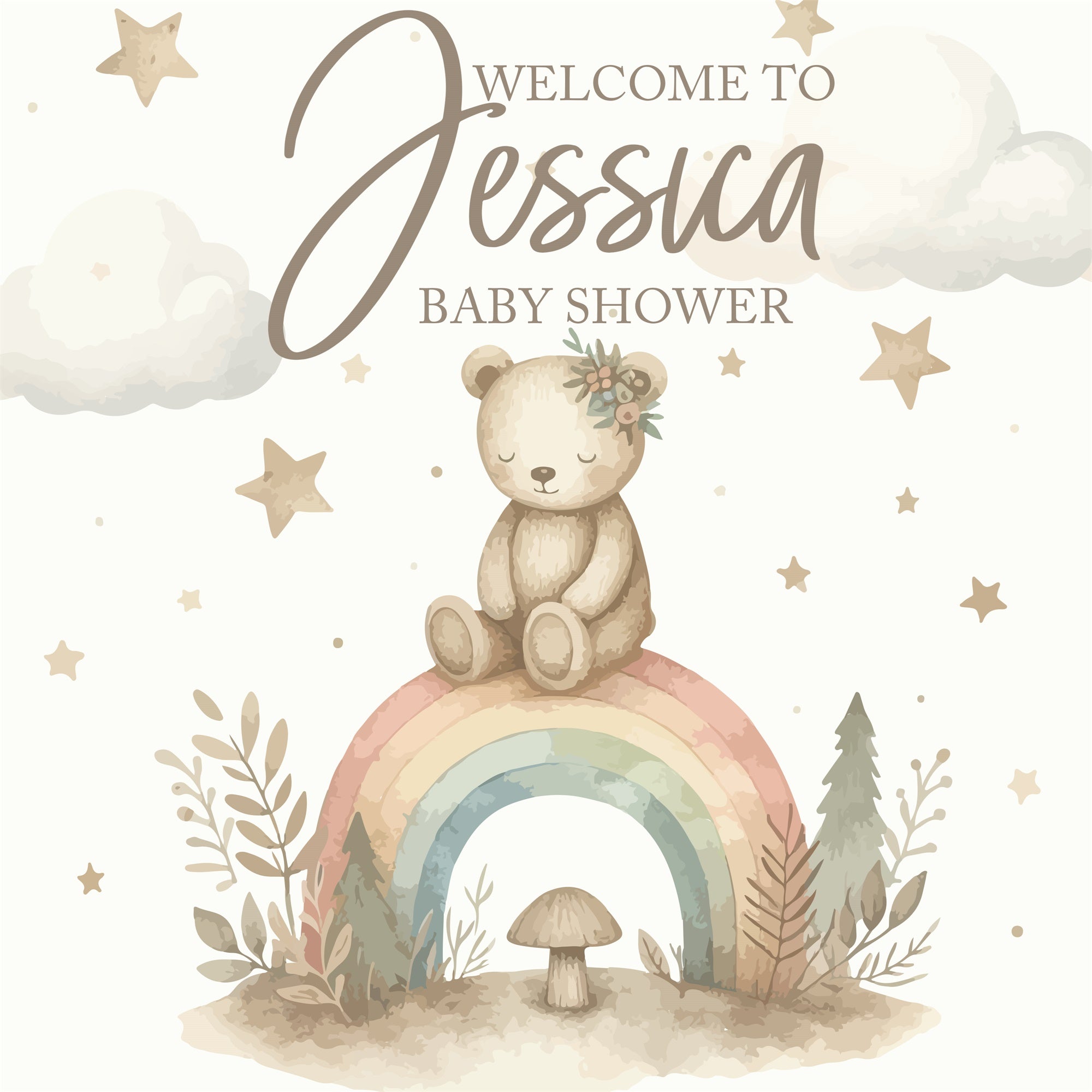 Backdrop For Baby Shower Little Bear Rainbow Custom Backdrop BRP6-26