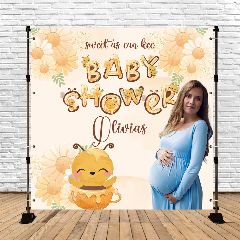 Baby Shower Backdrop Honey Bee Floral Personalized Backdrop BRP6-27