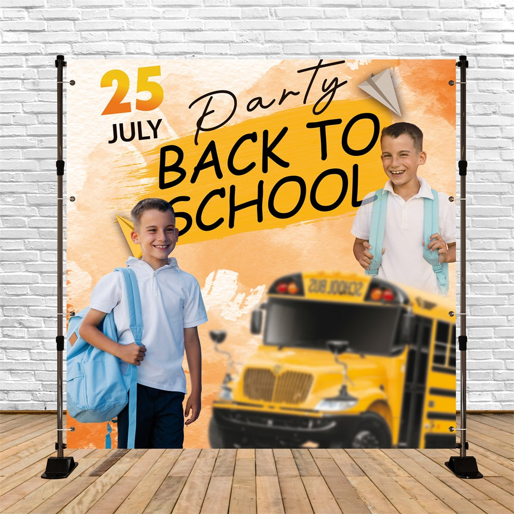 School Picture Backdrop School Bus Smiles Customized Backdrop BRP6-30