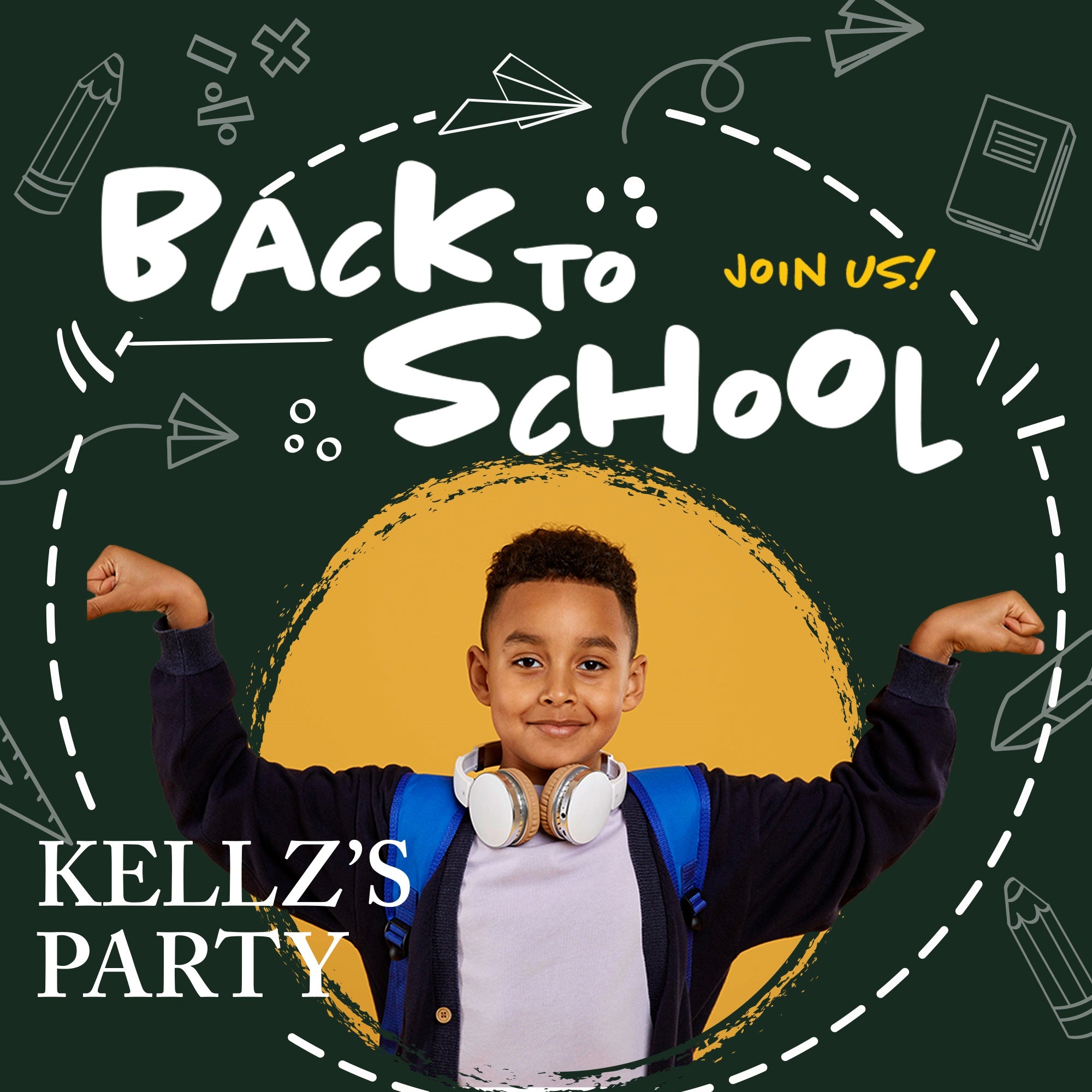 Chalkboard Photo Backdrop Doodle Class Party Custom Backdrop BRP6-32