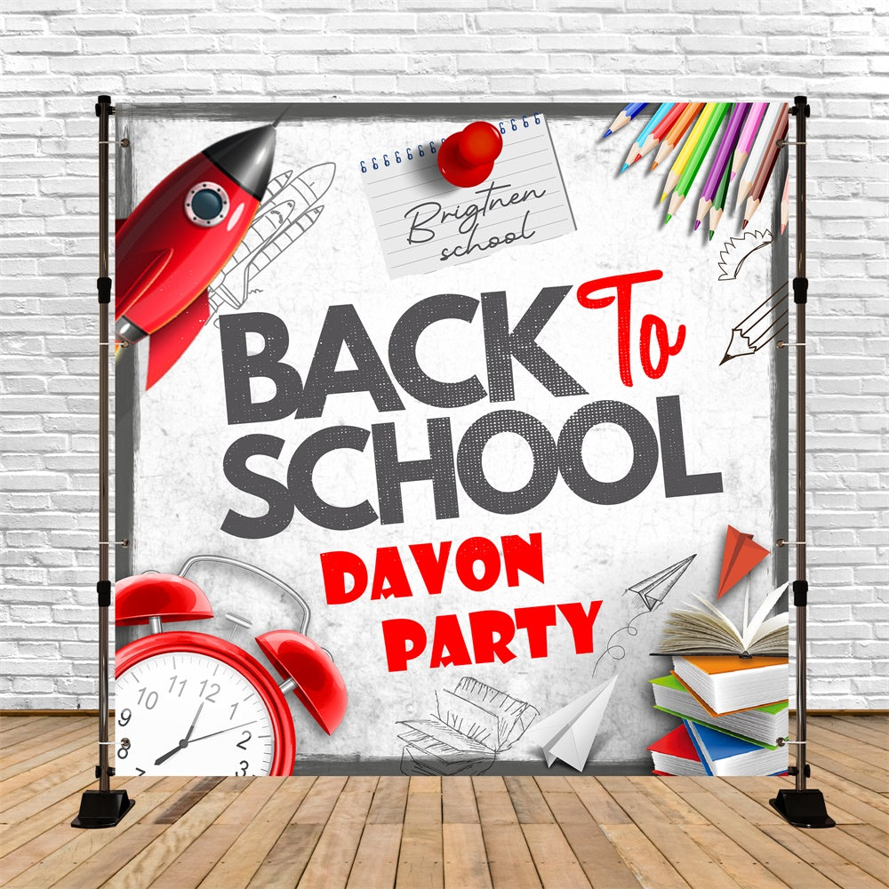 Back To School Backdrops Paper Planes Books Customized Backdrop BRP6-44