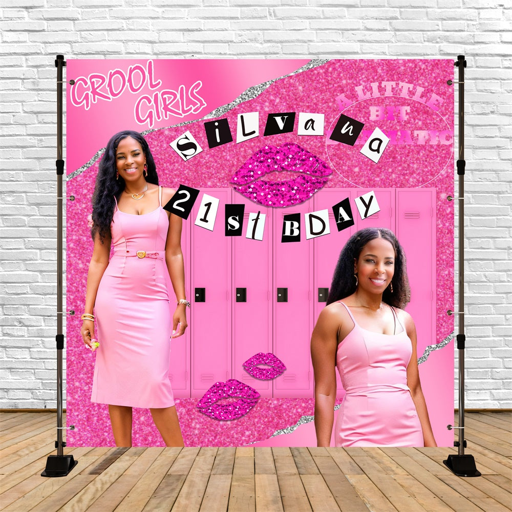 21st Birthday Backdrop Pink Glitter Chic Customized Backdrop BRP6-51