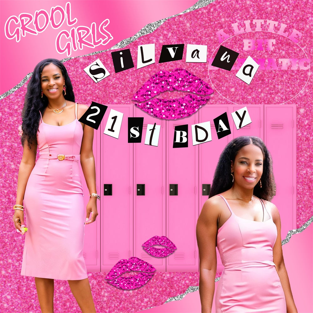21st Birthday Backdrop Pink Glitter Chic Customized Backdrop BRP6-51