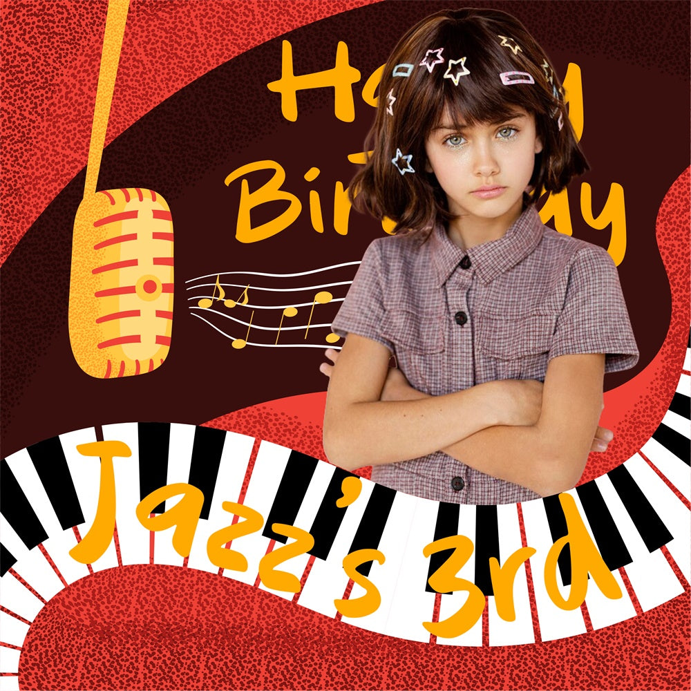Birthday Backdrop Ideas Groovy Notes 3rd Personalized Backdrop BRP6-63