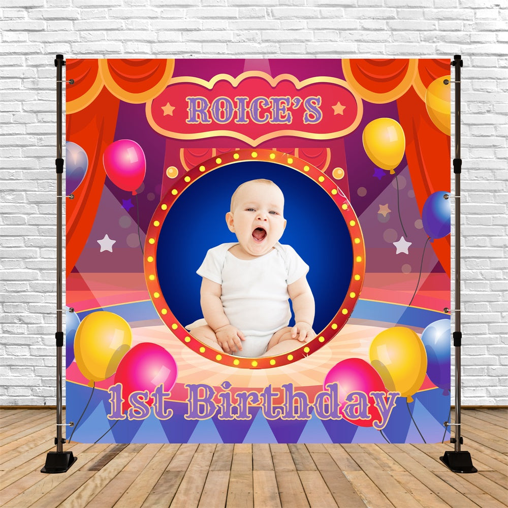 First Birthday Backdrop Circus Joy Personalized Backdrop BRP6-65