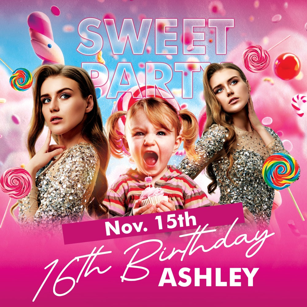Personalized Backdrop For Birthday Sweet 16 Glow Backdrop BRP6-67
