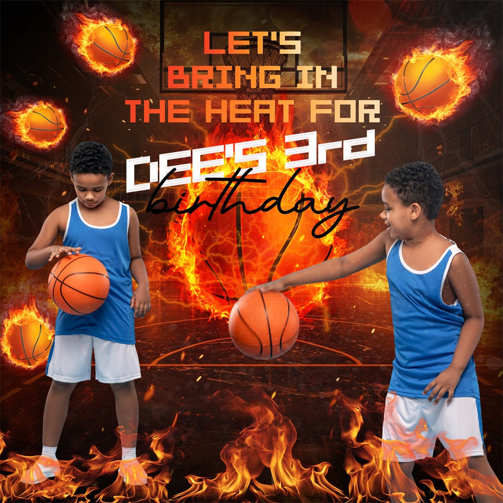 Customized Birthday Backdrop Basketball Blaze Bash Backdrop BRP6-90