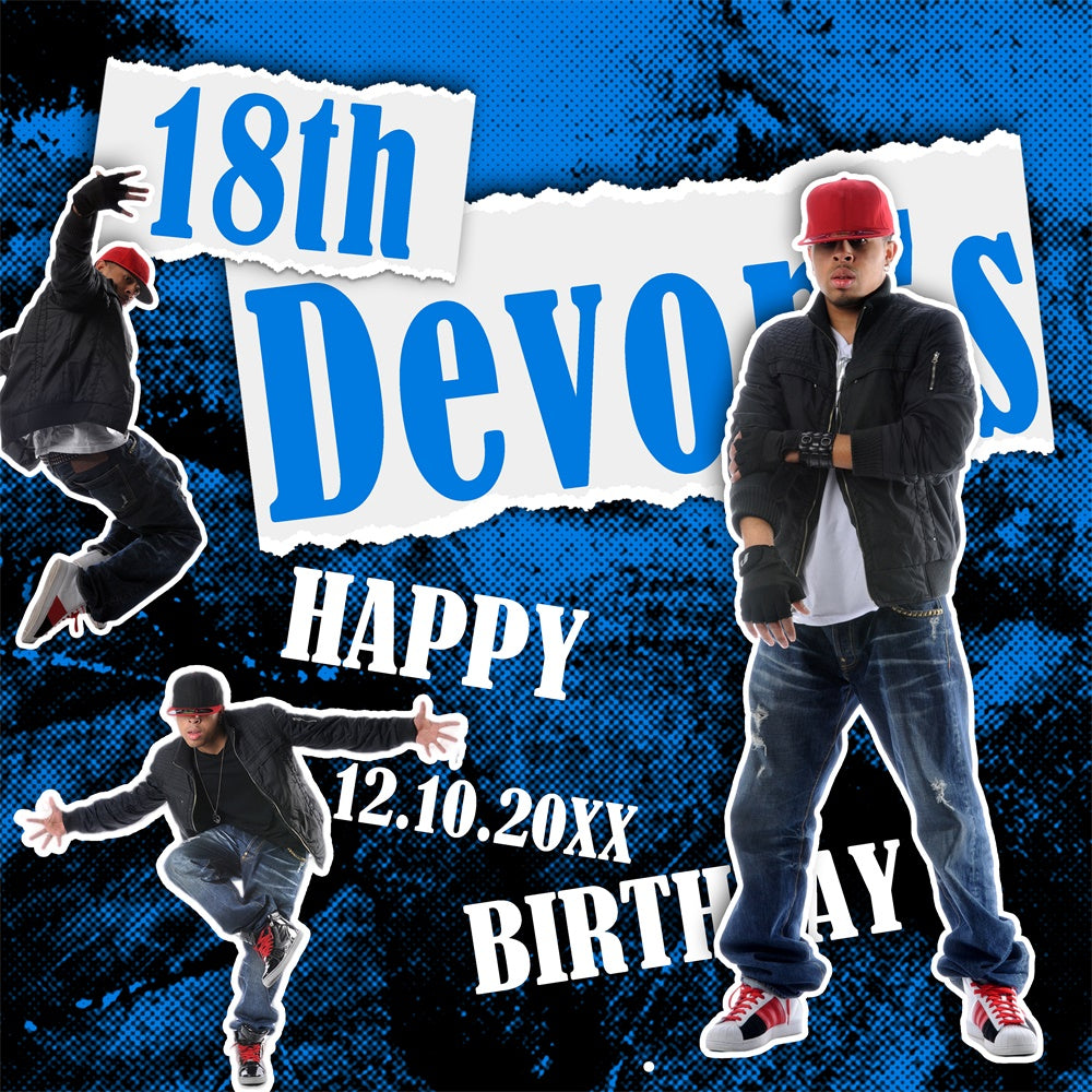 Personalized Birthday Backdrop Graffiti Groove Party Backdrop BRP6-91