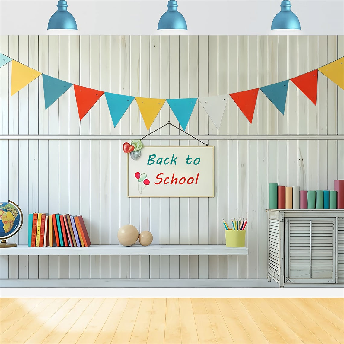 Back to School Colorful Flags Photography Backdrop BRP7-170