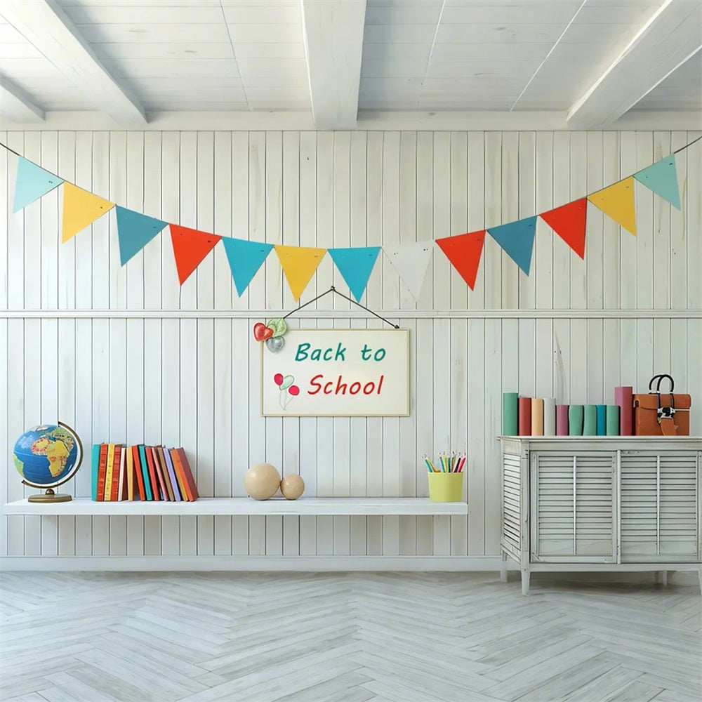Back to School Colorful Flags Photography Backdrop BRP7-170