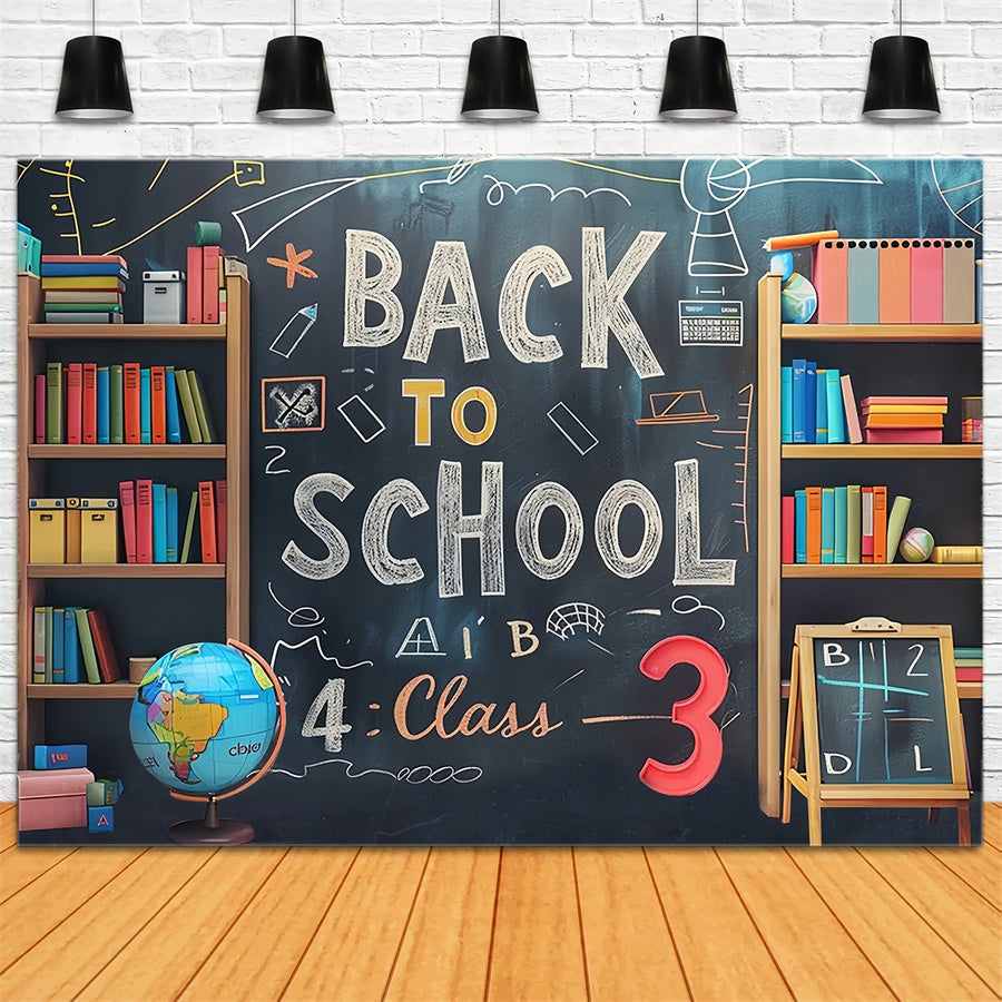 Back to School Bookshelf Blackboard Backdrop BRP7-177