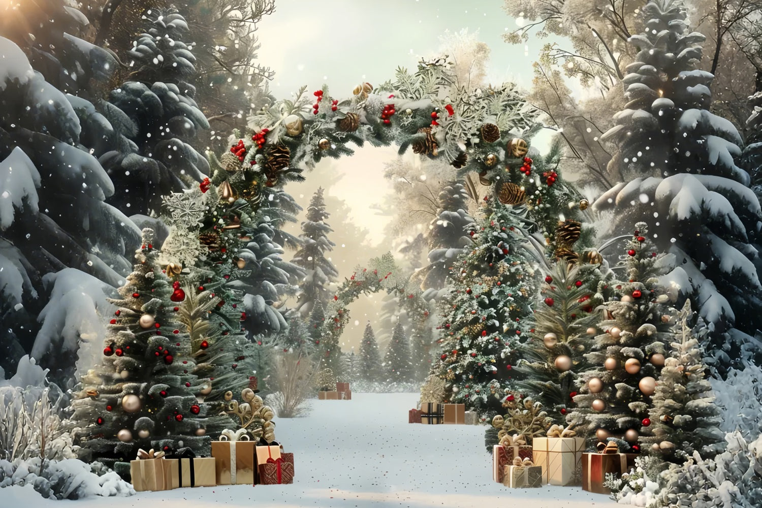 Christmas Enchanted Forest Gift Arch Backdrop BRP7-219