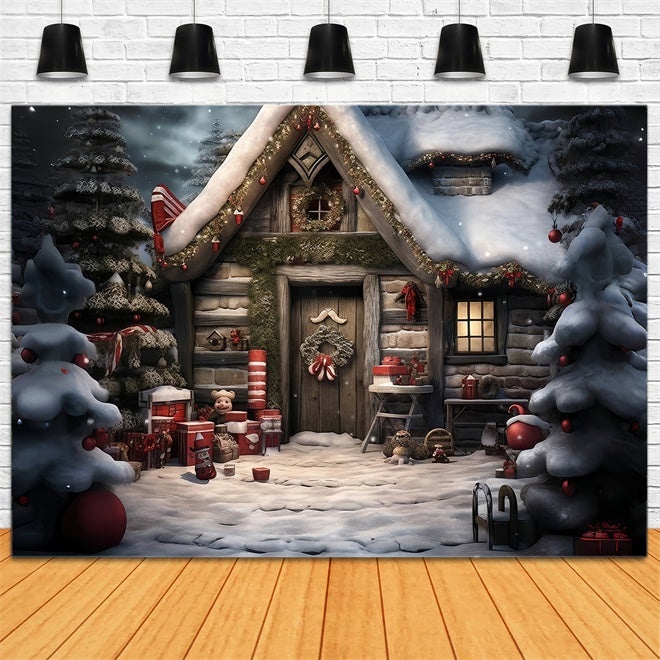 Christmas Cabin in the Forest Backdrop BRP8-102