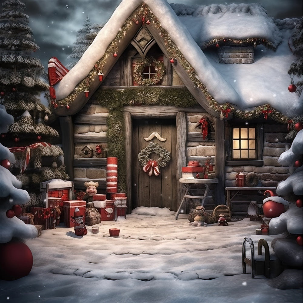 Christmas Cabin in the Forest Backdrop BRP8-102