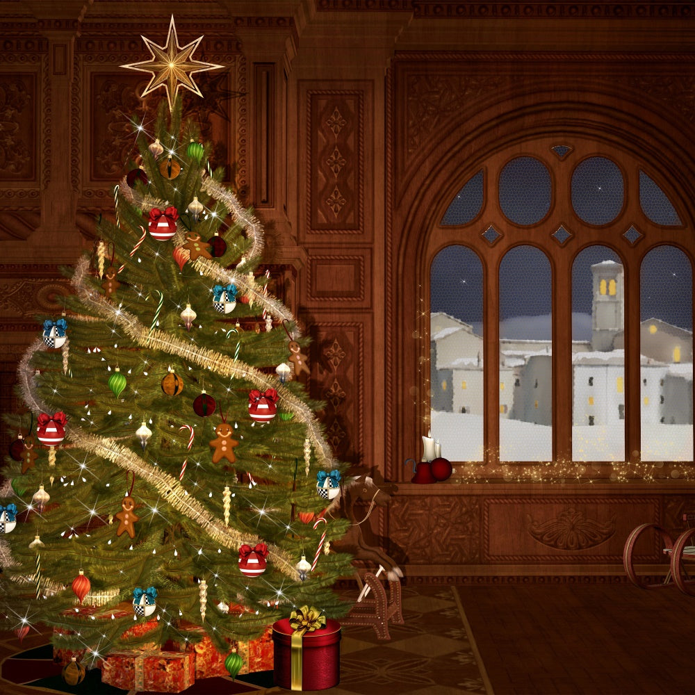 Christmas Heritage Holiday Tree Backdrop BRP8-87