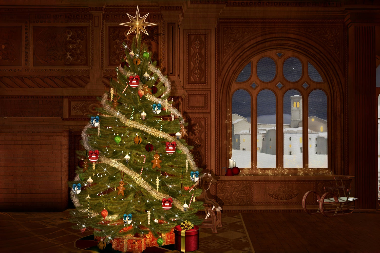 Christmas Heritage Holiday Tree Backdrop BRP8-87